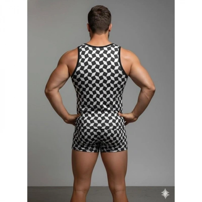 MODLİVE Erkek Desenli Tank Top Boxer Takım