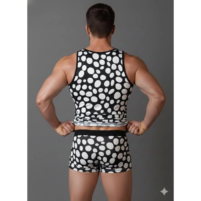 MODLİVE Erkek Desenli Tank Top Boxer Takımı