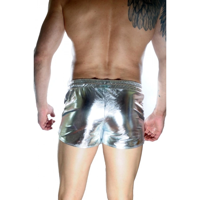 MODLİVE Erkek Gümüş Lame Short