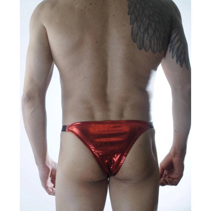 MODLİVE Erkek Kırmızı Lame Brazillian Slip