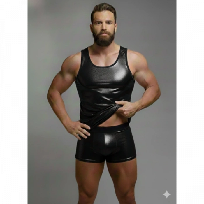 MODLİVE Erkek Lame Tank Top Boxer Takımı