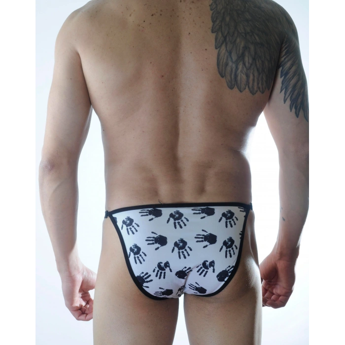 MODLİVE Erkek Metalli El Desenli Slip Çamaşır