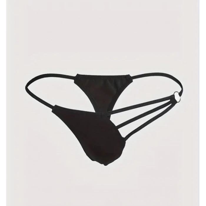 MARSİLYAN- Erkek Siyah Metalli Tanga İç Giyim