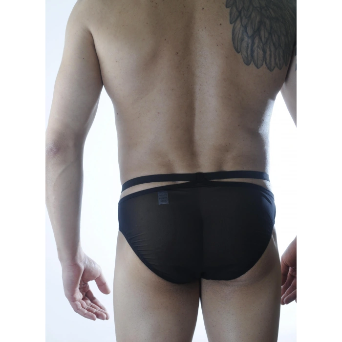 MODLİVE Erkek Siyah Tül Fantezi Slip İç Çamaşırı