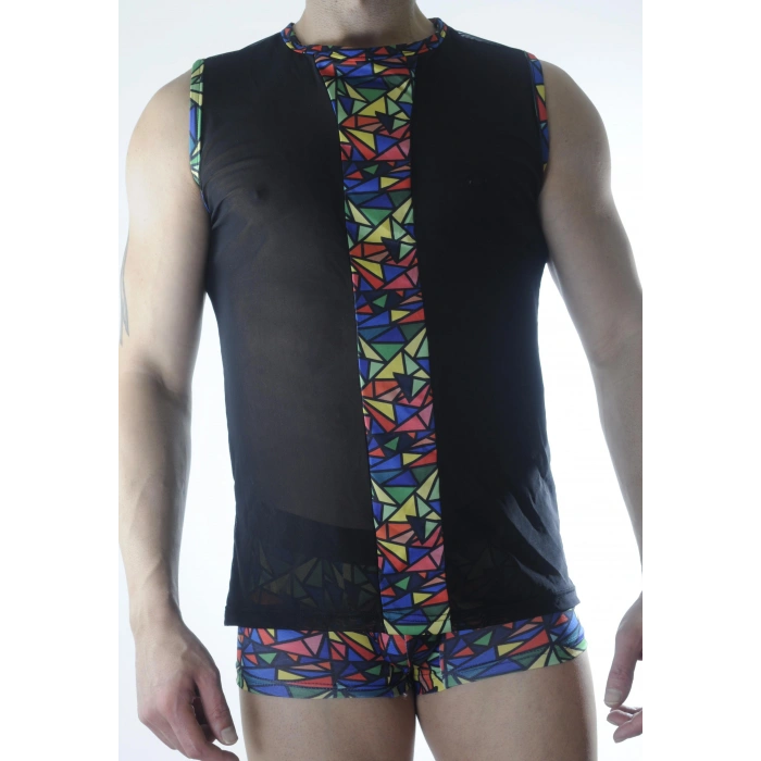 MODLİVE Erkek Transparan Renki Atlet Boxer Takımı