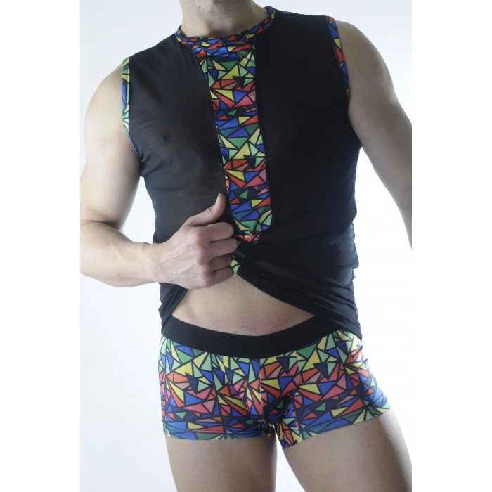 MODLİVE Erkek Transparan Renki Atlet Boxer Takımı
