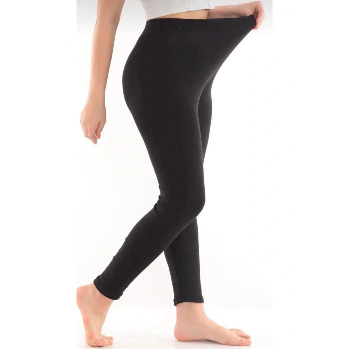 MARSİLYAN- Kadın Siyah Termal Tayt İçi Şardonlu