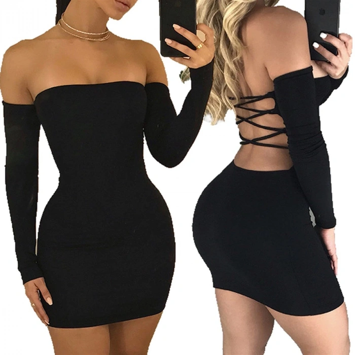 MARSİLYAN- Sırt Dekolteli Straplez Mini Elbise