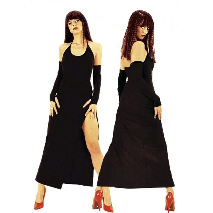 MARSİLYAN- TP101199 Derin Yırtmaçlı Eldivenli Elbise