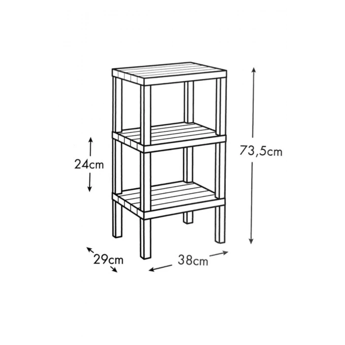 Modüler 3 Katlı Raf Siyah -81302
