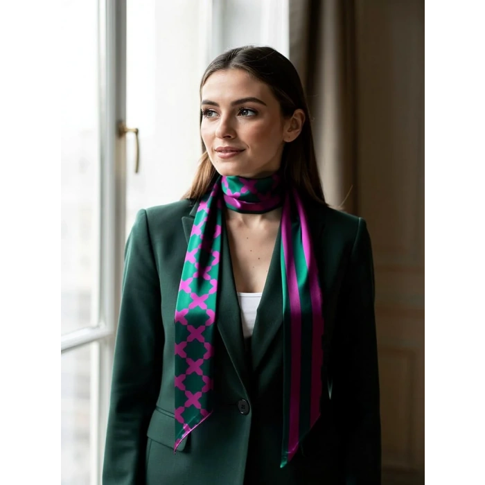 Mor Çizgi Desenli Kadın Fular,Ceket, Elbise ve Gömlek Kombinleri İçin, Hediye Olarak İdeal