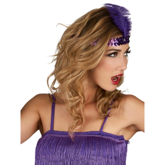 Mor Renk Tüylü Çarliston Saç Bandı (4887)