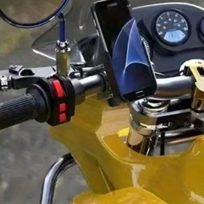 Motosiklet Gidon Telefon Tutucu–360° Döner, Kaymaz Sabitleme Sistemli, Sarsıntı Önleyici Telefon Tutucu Aparat (4887)