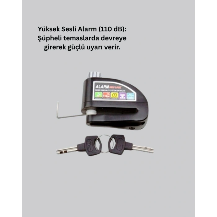 Motosiklet Scooter Bisiklet Tekerlek Disk Kilidi Alarmlı Güvenlik