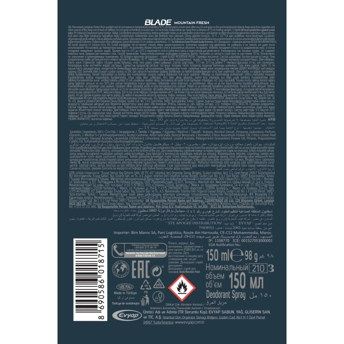 Mountain Fresh Erkek Deodorant 150ml Leke Bırakmaz