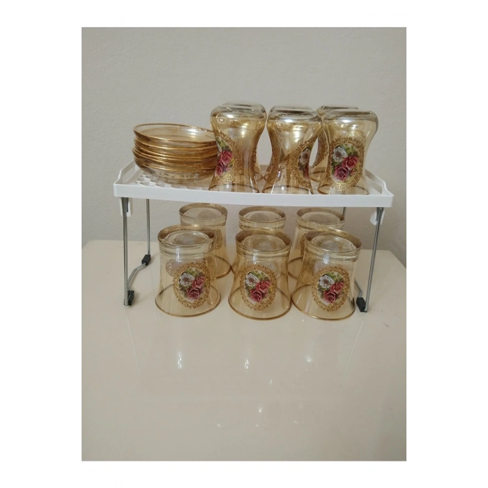 Mutfak Rafı Bardak Düzenleyici Bardak Rafı Dolap İçi Düzenleyici 14x30x15 -TİM308