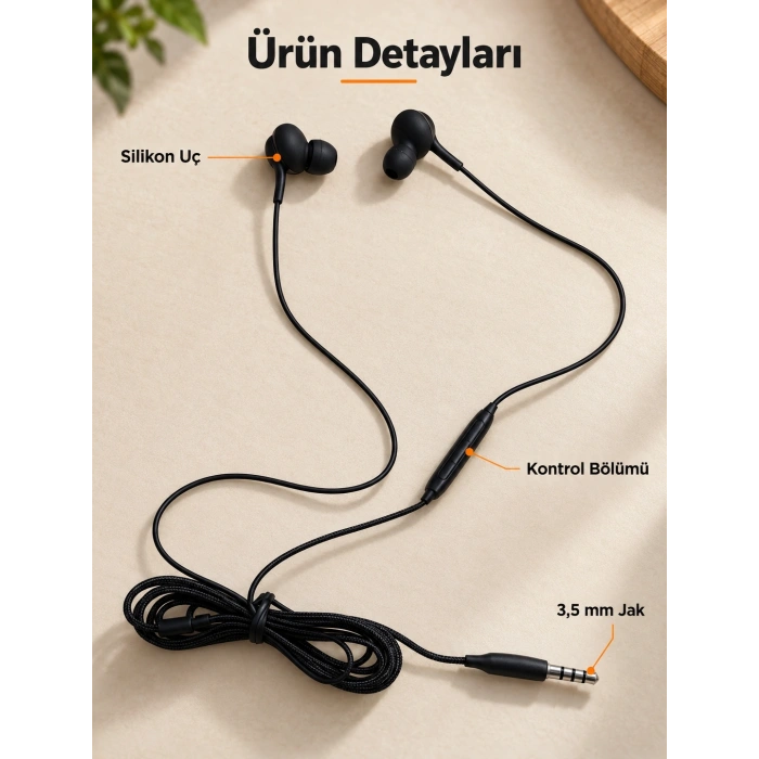 Müzik Ve Görüşme İçin Mikrofonlu Siyah Kulaklık