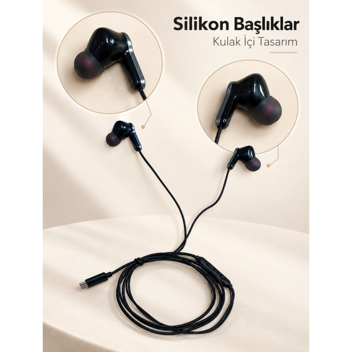 Müzik Ve Sesli Görüşmeler İçin Type C Mikrofonlu Kulaklık