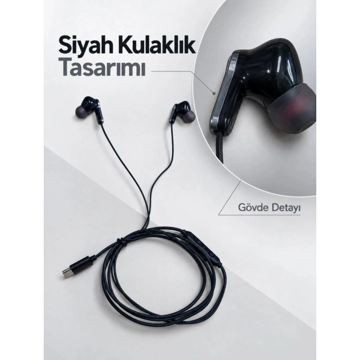 Müzik Ve Sesli Görüşmeler İçin Type C Mikrofonlu Kulaklık