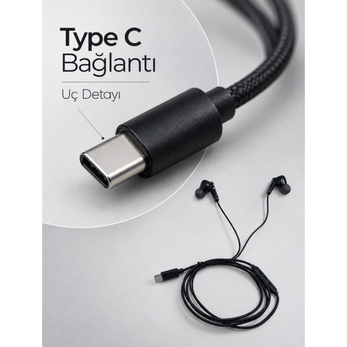 Müzik ve Sesli Görüşmeler İçin Type C Mikrofonlu Kulaklık