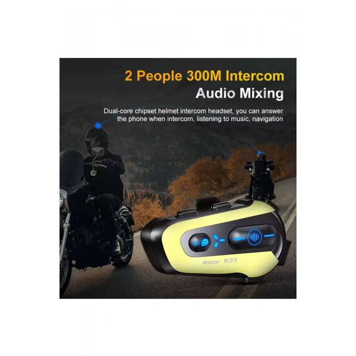 N3x Rgb Işıklı Intercom 3 Kişi Bağlantılı 1000mah Motosiklet Bluetooth Kulaklık Seti
