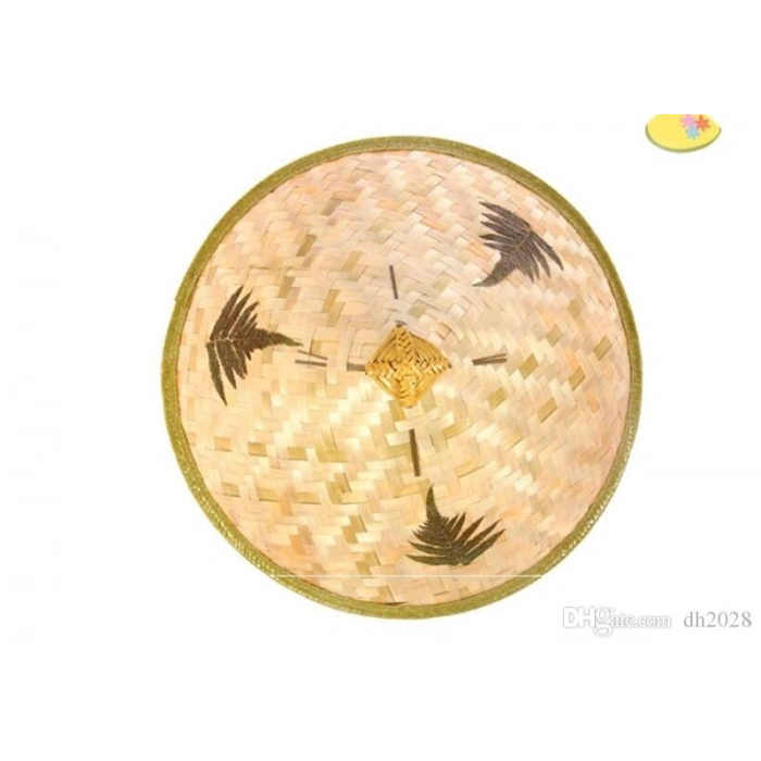 Naturel Renk Cambodia Kamboçyalı Vietnam Şapkası Pvc Hasır