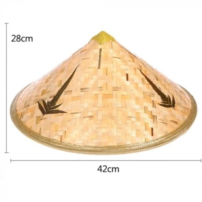 Naturel Renk Cambodia Kamboçyalı Vietnam Şapkası PVC Hasır