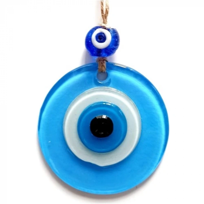 Nazar Boncuklu Bebek Mavisi Renginde Mini Duvar Süsü Dekoratif Hediyelik Cam Eşya