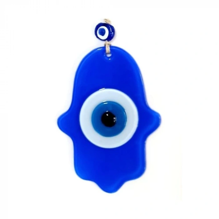 Nazar Boncuklu Mavi Renk Fatma Ana Bereket Eli Cam Duvar Süsü