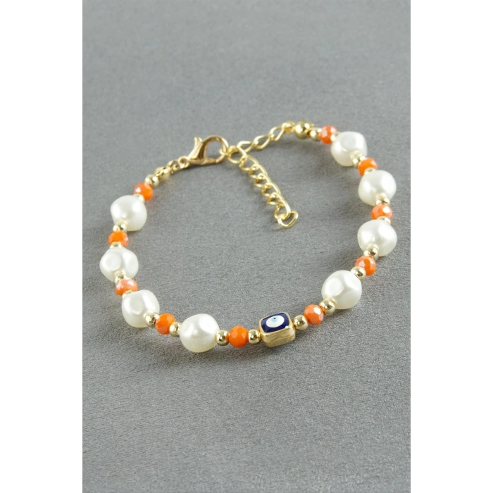 Nazar Dikdörtgen Kristal İnci Bileklik