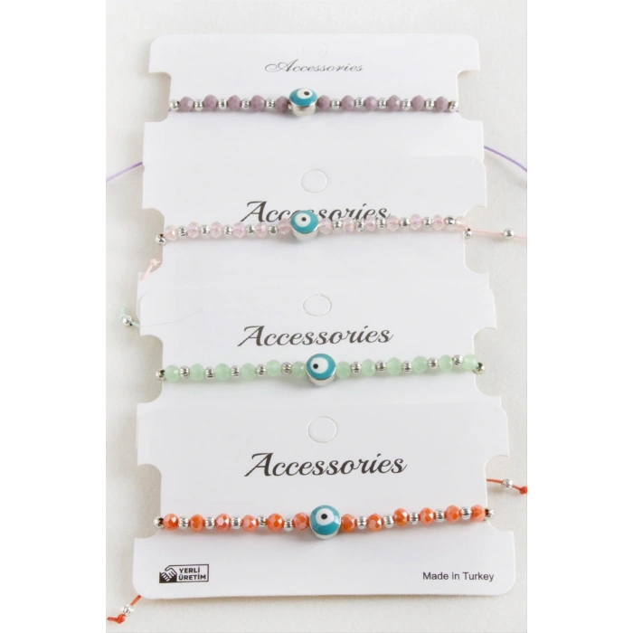 Nazar Kristal Makrome İp Bileklik 8 mm