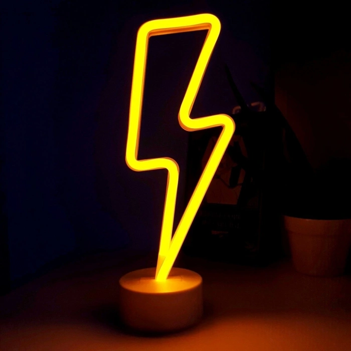Neon Işıklı Şimşek Lamba Usb+pil
