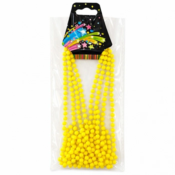 Neon Sarı Boncuk Kolye 80 cm – Retro 80’ler 90’lar Parti Aksesuarı