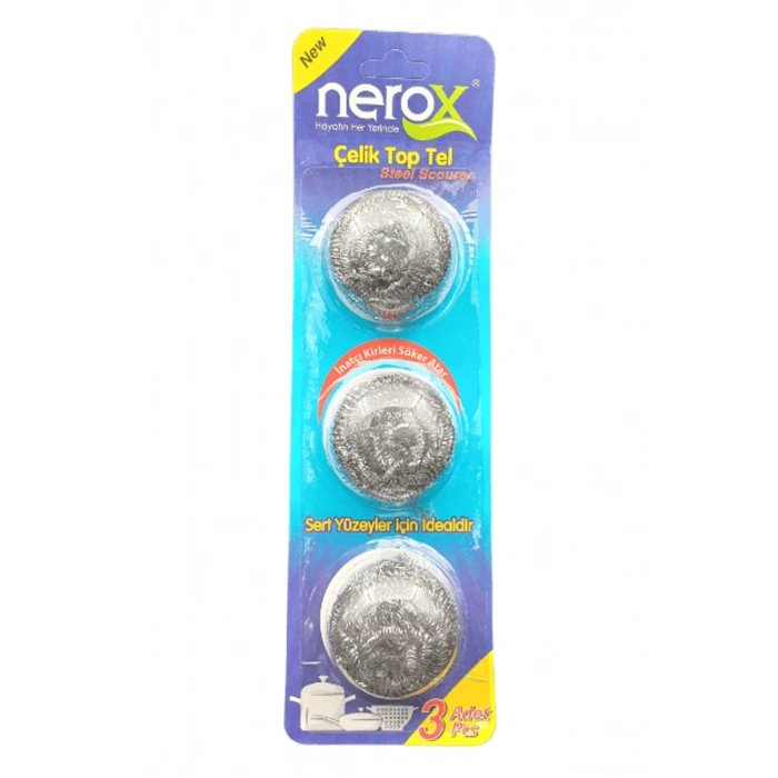 Nerox Çelik Top Tel Ovma Teli 3 Lü Blister -NRX-F3003