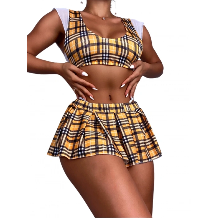 Night Light Ekose Fantazi Öğrenci Kostümü