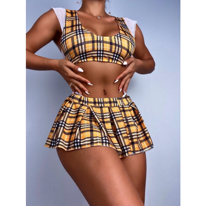 Night Light Ekose Fantazi Öğrenci Kostümü