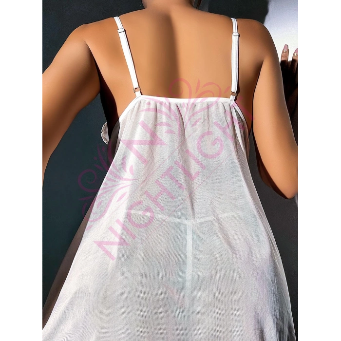 Nightlight Dantel Göğüs Kısmı Dantel Yırtmaçlı Mini Gecelik