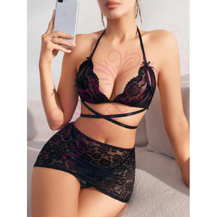 Nightlight Mini Etekli Bel Detaylı Fantazi Sütyen Külot Takım