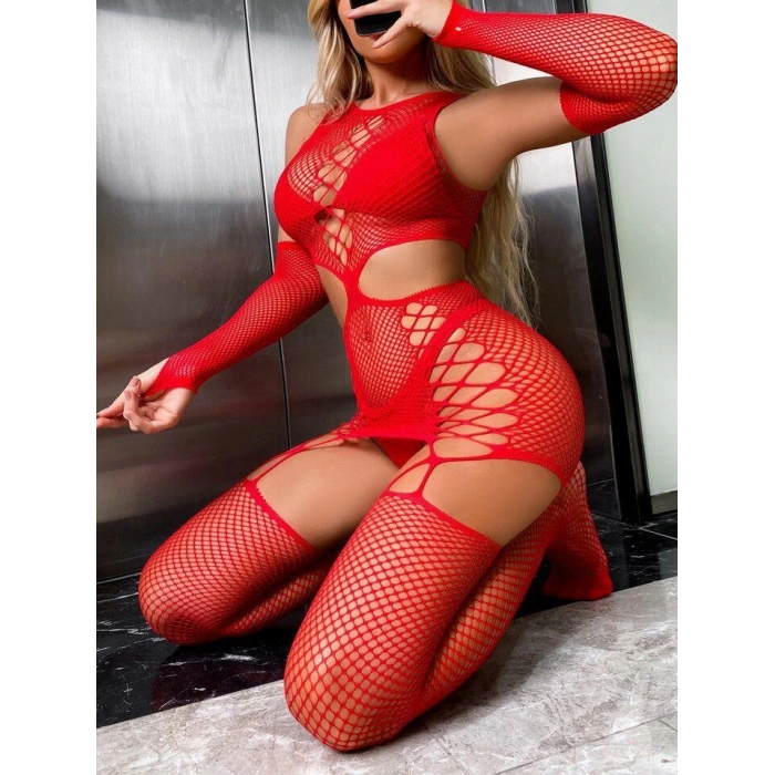 Nightlight Şerit Detaylı Fantazi Vücut Çorabı