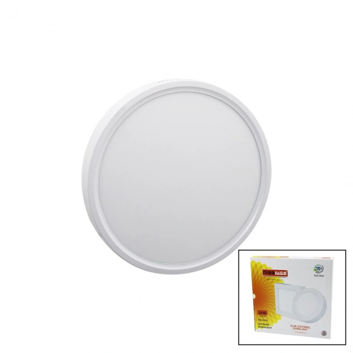 NİSALUCE EPL-24SÜ 24W BEYAZ METAL KASA SIVA ÜSTÜ YUVARLAK LED SLİM PANEL 1680LM BEYAZ=6500K 30.000 SAAT ÖMÜR (4887)