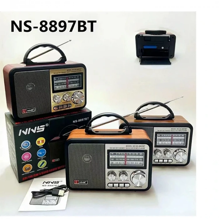 NNS NS-8897 Orta Boy Retro, Nostaljik, Ahşap Tasarım Radyo (4887)