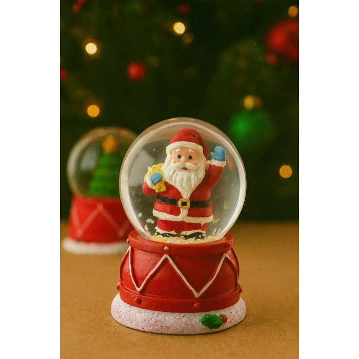Noel Baba Figürlü LED Işıklı Kar Küresi 6,5 cm – Yeni Yıl Yılbaşı Dekoratif Hediyelik N43