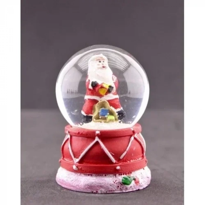 Noel Baba Hediye Torbası Mini Boy Işıklı Yılbaşı Kar Küresi 6.5 cm 4-5 A