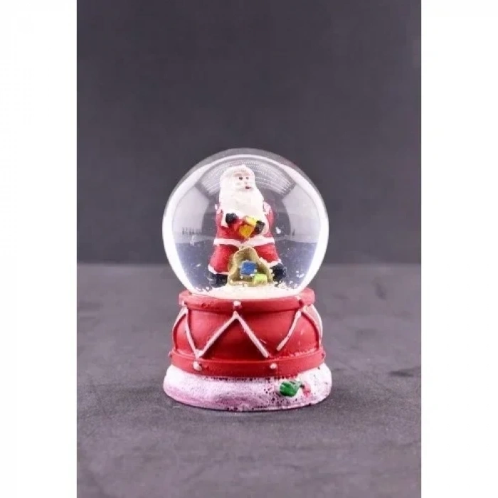 Noel Baba Hediye Torbası Mini Boy Işıklı Yılbaşı Kar Küresi 6.5 cm 5A