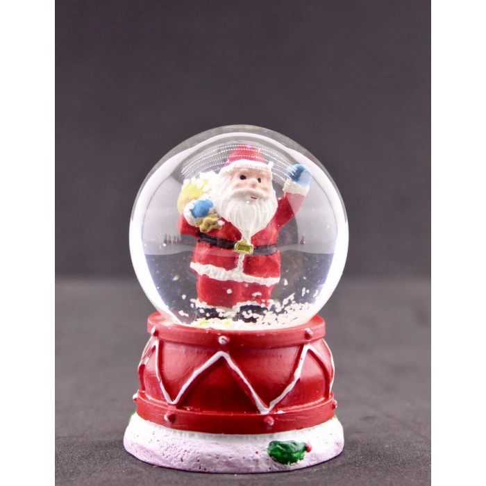 Noel Baba Hediye Torbası Mini Boy Işıklı Yılbaşı Kar Küresi 6.5 cm 5A