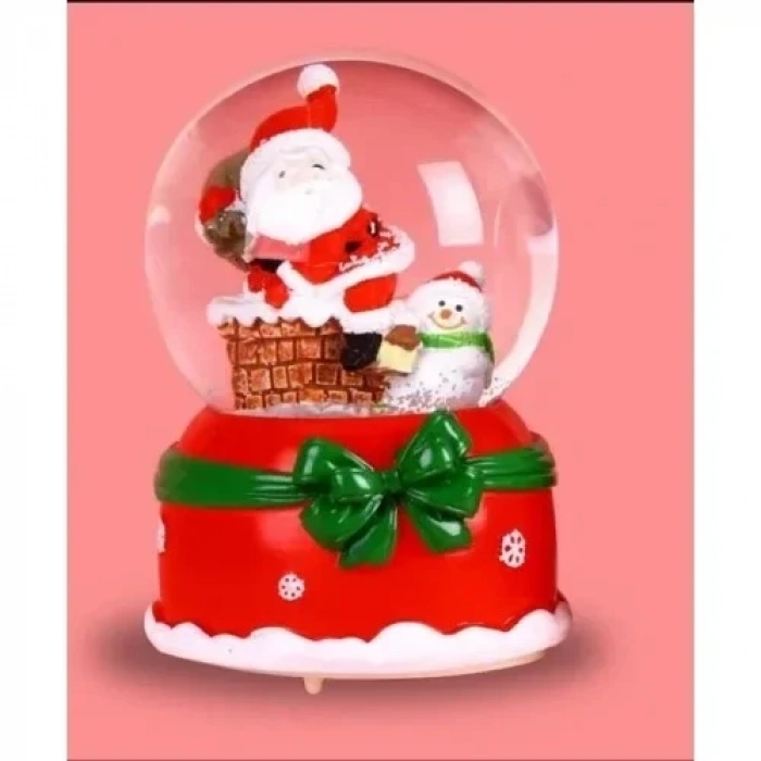 Noel Baba Kardan Adam Tasarımlı 13 cm Büyük Boy Işıklı Müzikli Kar Küresi