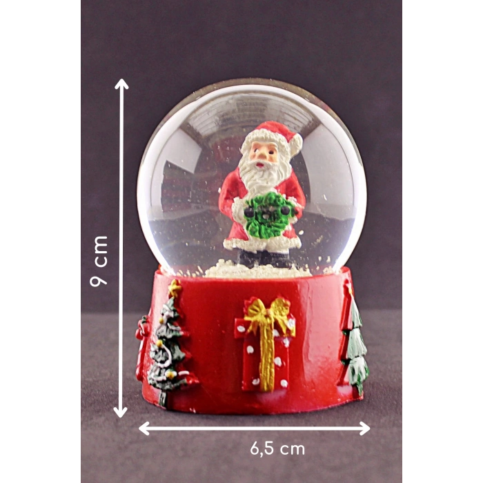 Noel Baba Merry Christmas Tasarımlı 9 cm Orta Boy Işıklı Kar Küresi 1B