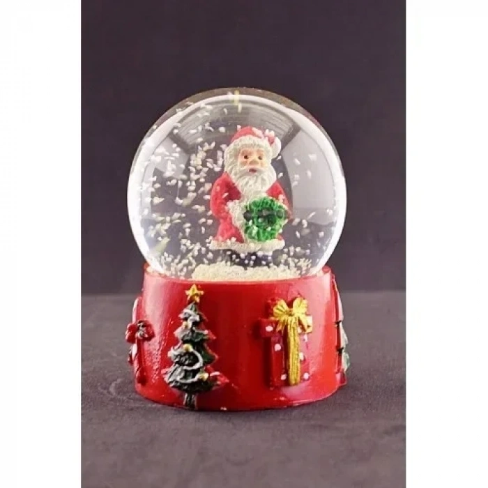 Noel Baba  Merry Christmas Tasarımlı 9 cm Orta Boy Işıklı Kar Küresi 1B