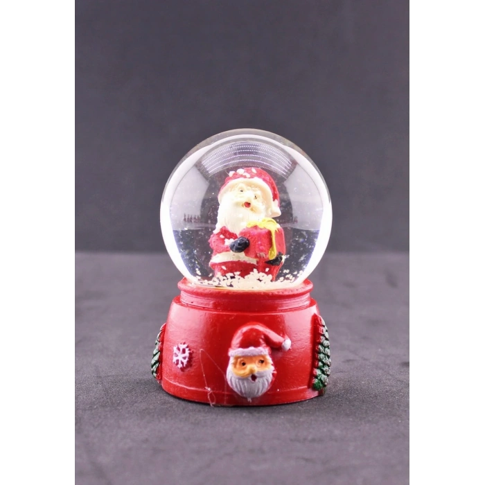 Noel Baba ve Hediye Paketi Temalı Mini Boy Işıklı  Yılbaşı Kar Küresi 6.5 cm1A