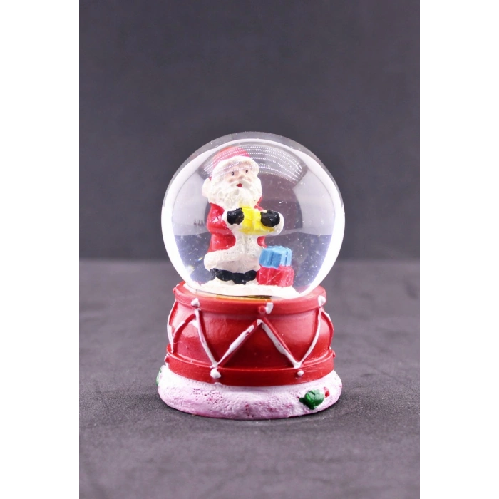 Noel Baba ve Hediye Paketleri Temalı Mini Boy Işıklı  Yılbaşı Kar Küresi 6.5 cm F